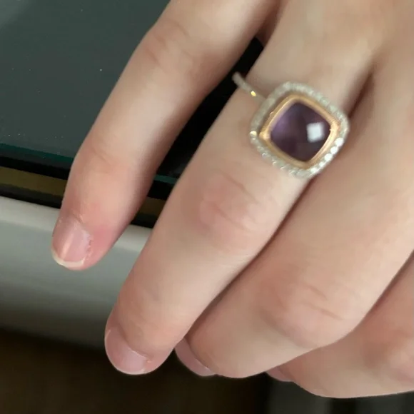 Genuine diamond ring with amethyst gem - Picture 4 of 7